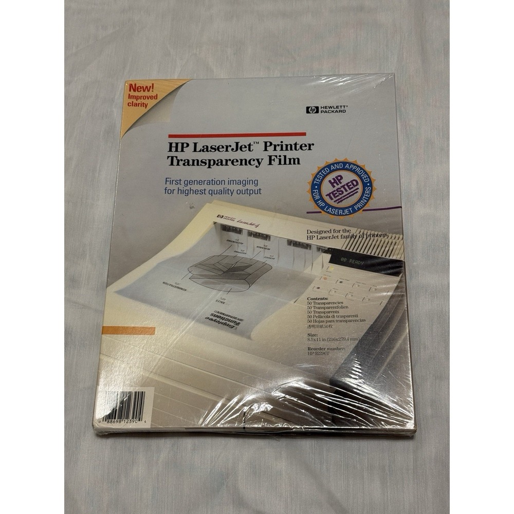 New HP LaserJet Printer Transparency Film‎ HP Tested 50ct 8.5 x 11 In 92296T